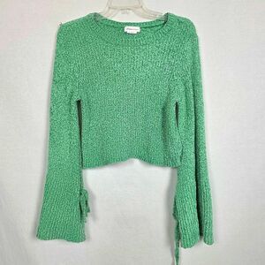 Lovers + Friends M Green Chenille Crop Bell Sleeve